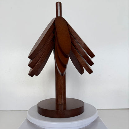 Bamboo Heat-Resistant Coaster Set with Tree Design